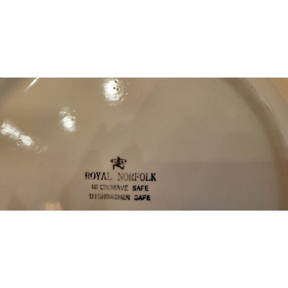 Royal Norfolk Floral Handpainted Stoneware Dinner Plates Set Of 2 Blue Org 10.5 - Picture 9 of 10